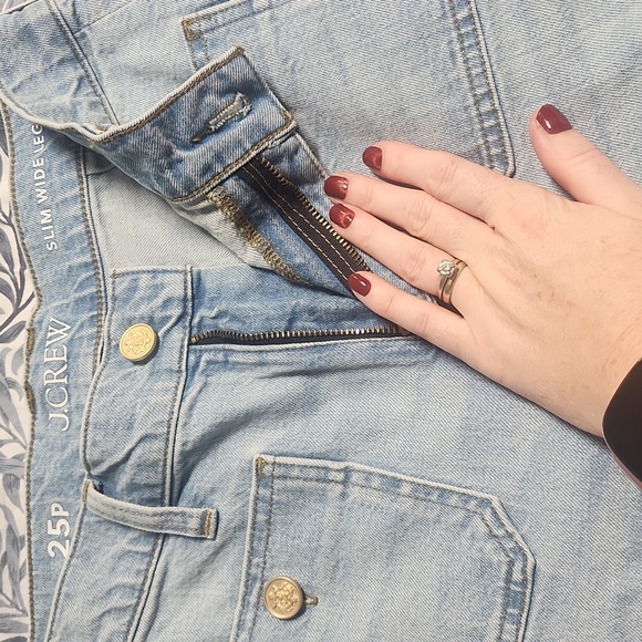 J. Crew Wide Leg Cropped Jeans, Size 25p - Picture 2 of 8